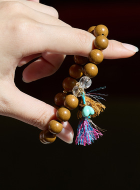 古法桂花合香珠白水晶手链串珠女中草药材国风文玩手串手饰批发