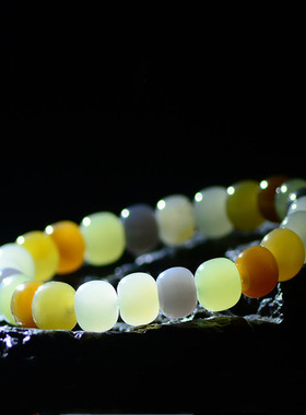 和田玉多宝老型珠手链7*8mm女款气质青白青黄烟灰糖玉晴水玉石