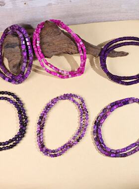 舒俱来锁骨链小众中古风项链款式多样复古百搭中式复古百搭款紫色