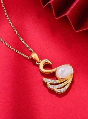 和田玉天鹅吊坠白玉项链饰品流行时尚玉石珠宝挂件玉石吊坠