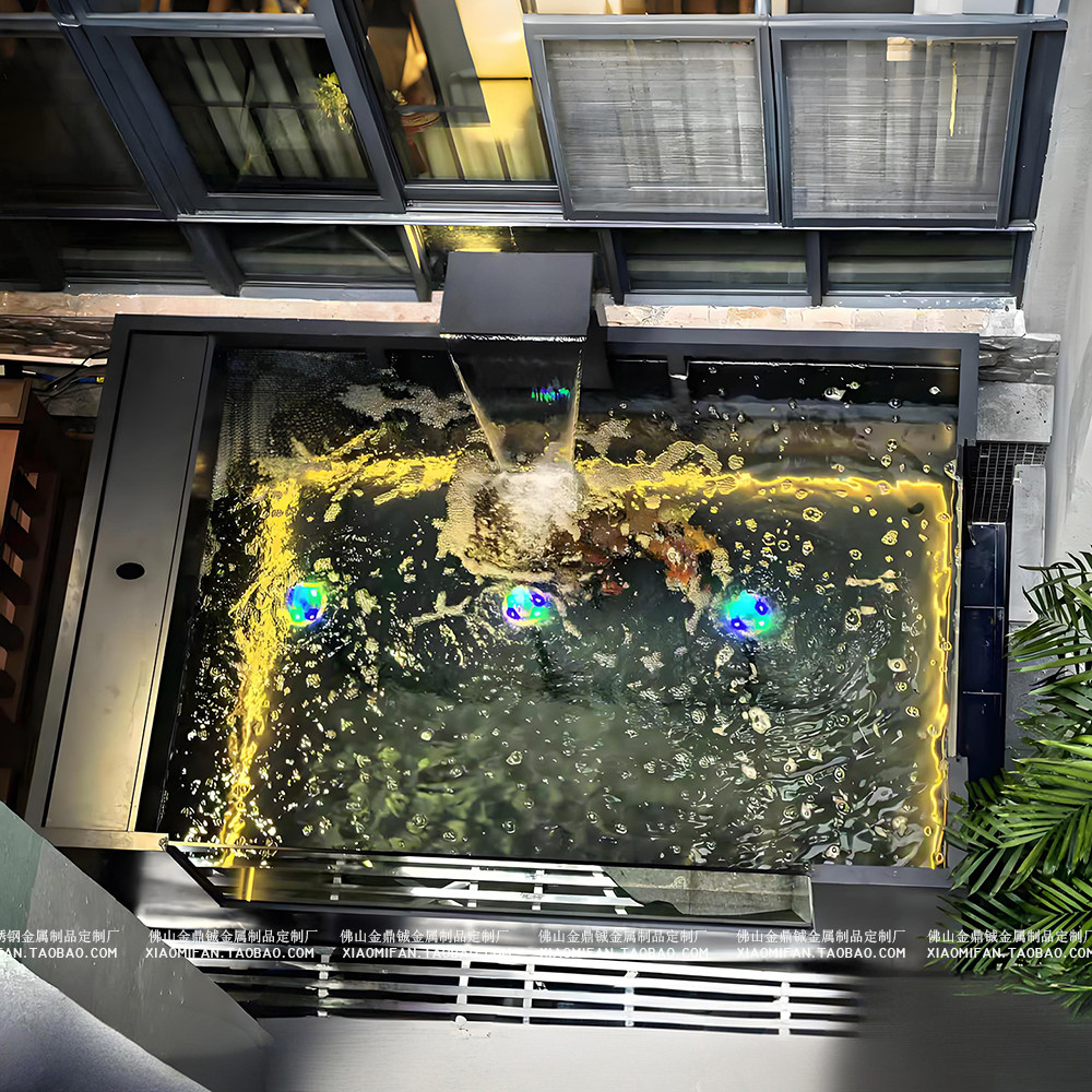 定制景观鱼池庭院花园室内外瀑布喷泉灯光流水造景不锈钢水景养鱼,淘宝优惠券,粉丝福利购,淘宝优惠卷