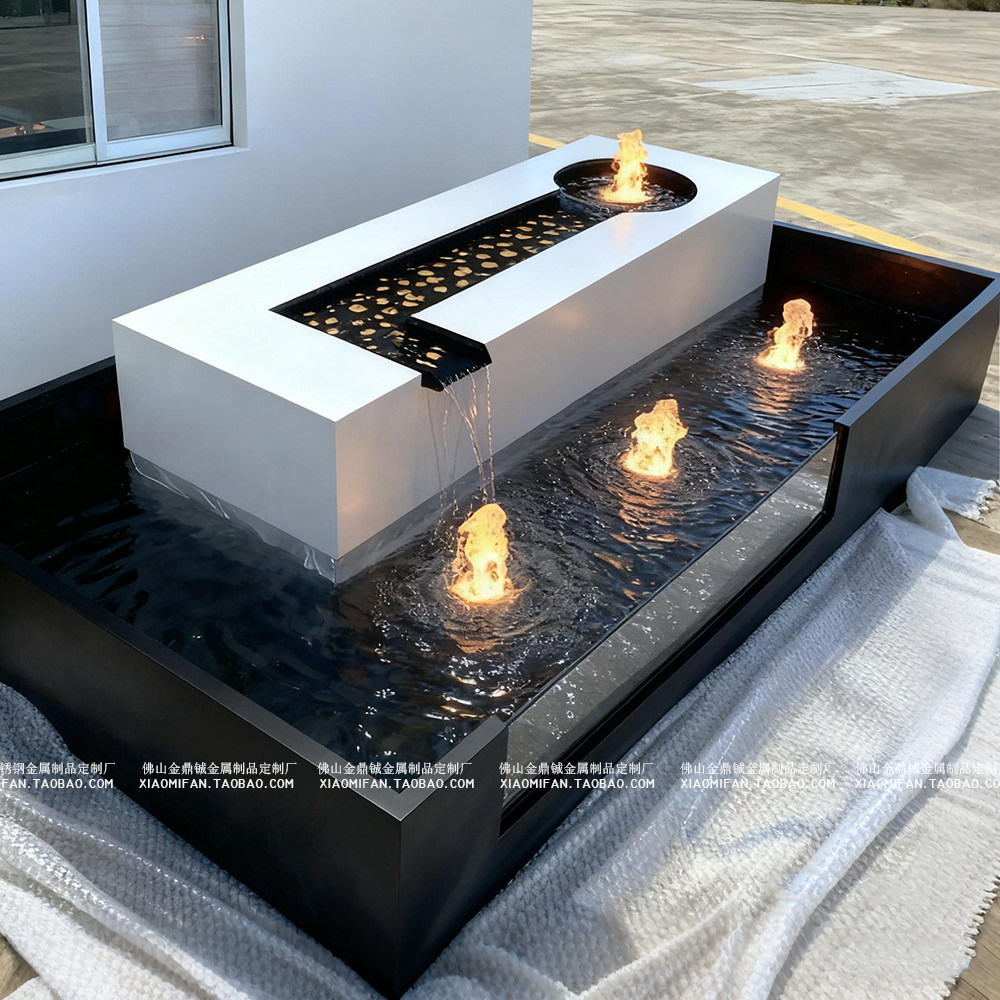 定制景观鱼池庭院花园室内外瀑布喷泉灯光流水造景不锈钢水景养鱼,淘宝优惠券,粉丝福利购,淘宝优惠卷