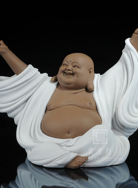 弥勒佛 笑佛 快乐人生弥勒顶天立地弥勒托手双手上举德化陶瓷弥勒