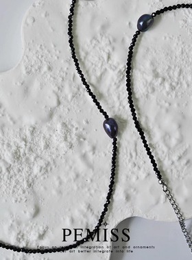 PEMISS情侣黑尖晶无简约极细手链