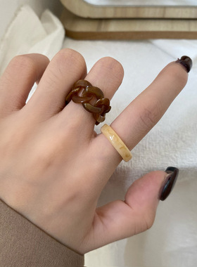 复古简约个性醋酸树脂麻花指环