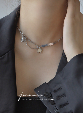 原创设计钛钢双子星项链男女同款