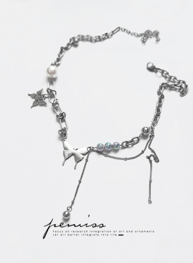 PEMISS原创设计蝴蝶钛钢甜酷项链