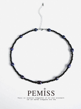 项链pemiss黑玛瑙简约男女通用无