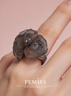 原创复古蕾丝欧根纱花朵戒指