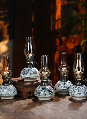 复古民窑手绘青花酥油灯香氛油灯