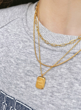 GoodLuck英文字母方糖方牌项链