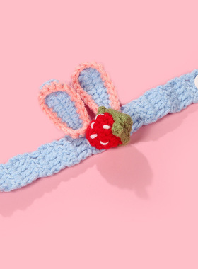 手工钩编针织毛线立体兔耳朵手环甜美可爱儿童手绳BB纽扣手链礼物