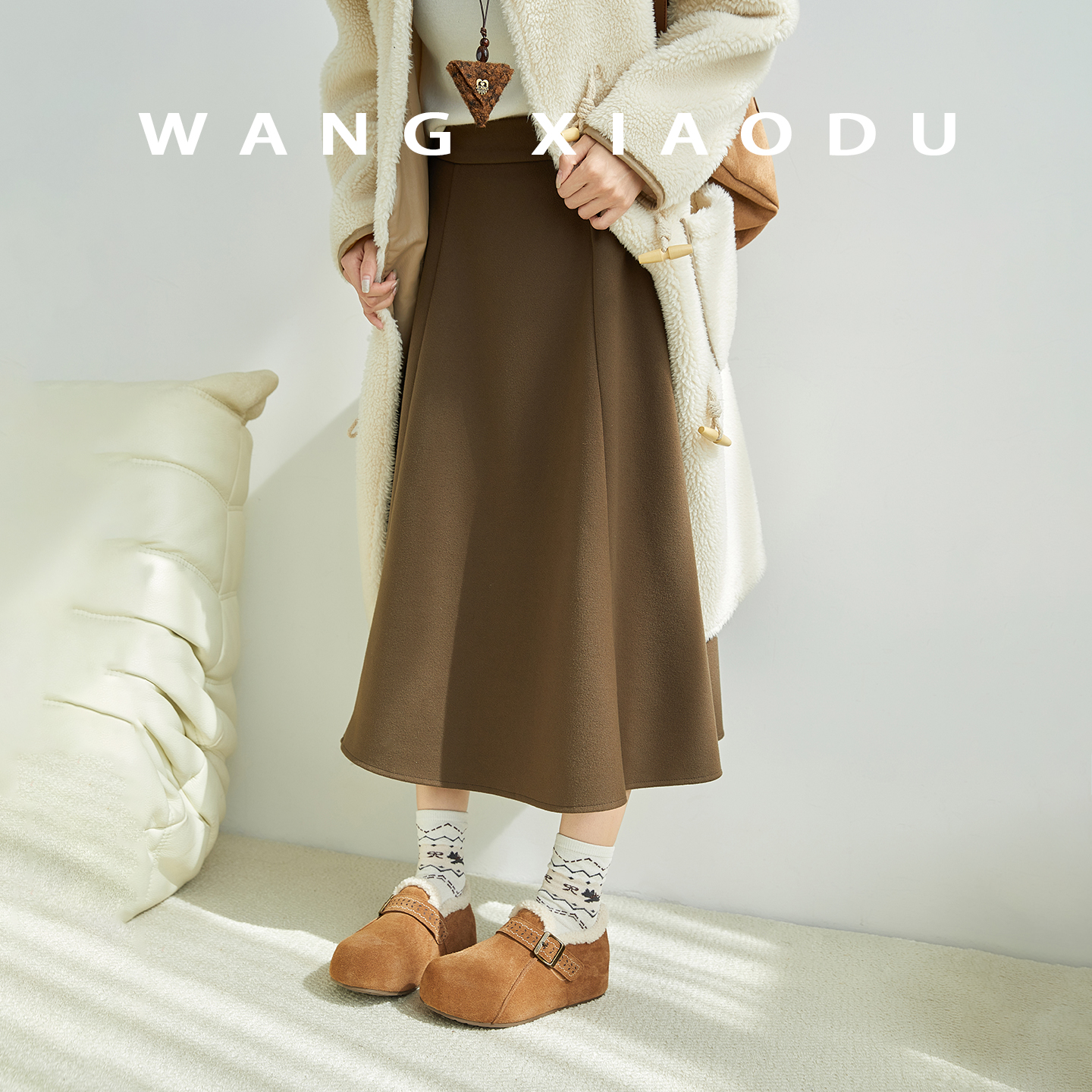 原创【王小毒】森林拾叶●4.5cm内增高勃肯鞋女绒面保暖厚底单鞋 - 图2