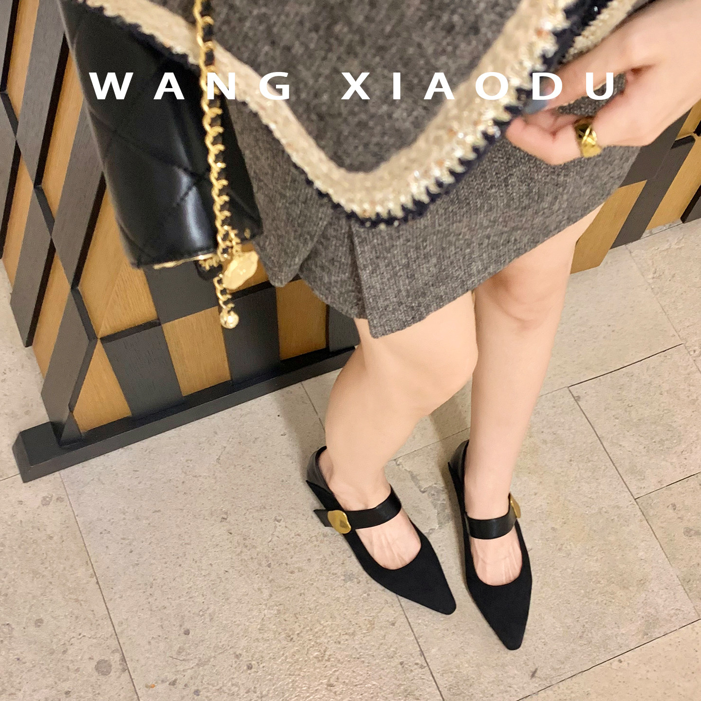 【王小毒】艺形空间●绒面拼接玛丽珍女鞋魔术贴两穿尖头粗跟单鞋,淘宝优惠券,粉丝福利购,淘宝优惠卷