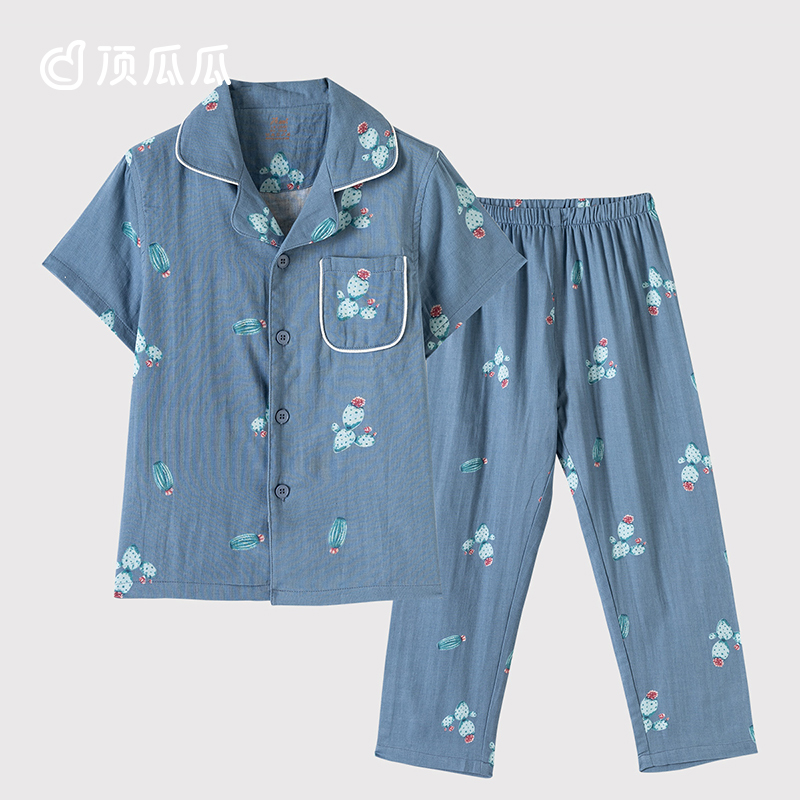 儿童家居服套装顶呱呱女童休闲可外穿甜美学院风男童短袖家居套装
