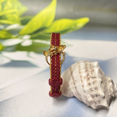 手工编织大猫家段染奶梨色手表带款银镀金锆石扣子可调节大小女生