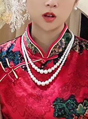 新款配旗袍珍珠项链颈链