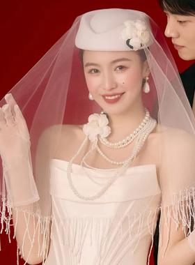法式复古多层叠戴仿珍珠锁骨链