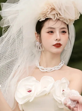 多层珍珠项链颈链女多圈配叠戴饰品百搭锁骨链短款麻花毛衣链300