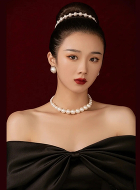 仿珍珠短款赫本风锁骨链女