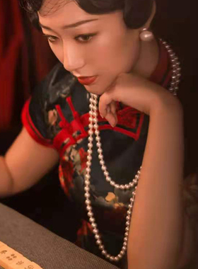 2025新款多层珍珠项链配旗袍饰品中长款毛衣链子女士锁骨链子128