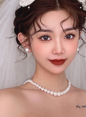 白色珍珠项链女士新娘项链