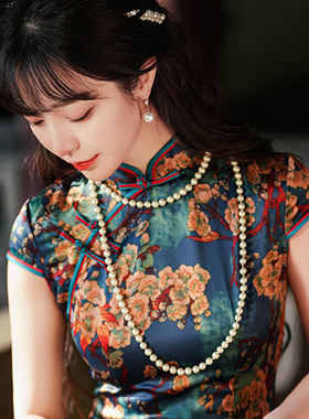 夏季双层珍珠项链国风旗袍配饰品女士多层锁骨链中长款毛衣链652