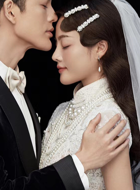 搭配旗袍珍珠项链女士多层叠戴颈链子锁骨链子中长款结婚饰品265