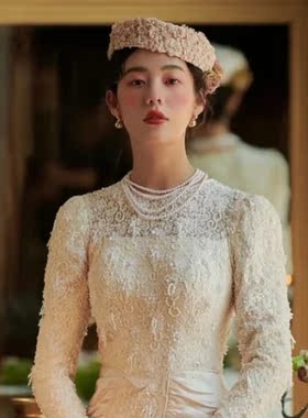 多层珍珠项链法式复古choker配礼服颈链子叠戴女士锁骨链项饰1231