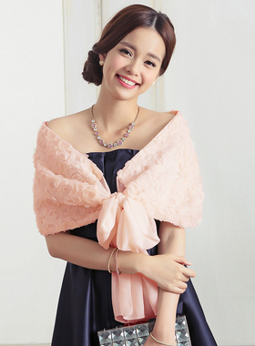 新娘披肩女士伴娘姐妹团披风围巾新娘婚礼外搭生日晚礼服斗篷3379
