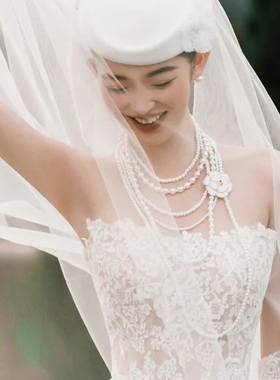 多层珍珠项链长款长颈链女士新款锁骨链叠戴毛衣链choker项圈747