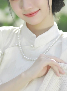 新中式旗袍拍照珍珠锁骨链