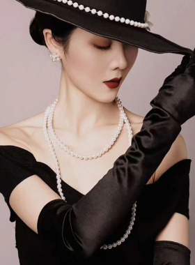 双层珍珠项链中长款多层毛衣链女士锁骨链颈链配婚纱礼服饰品171