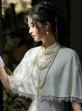 搭配旗袍珍珠项链多层锁骨链女士中长款颈链民国风拍照配饰品062