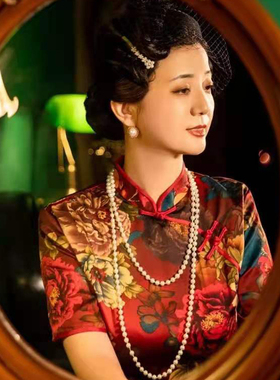 搭配旗袍珍珠项链双层叠戴中长款毛衣链子女士夏季颈链锁骨链128