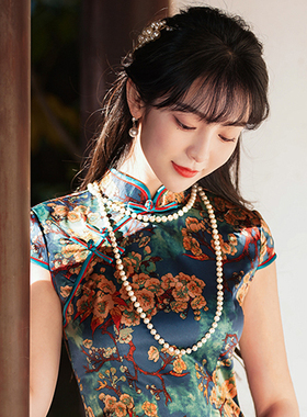 旗袍珍珠项链女士双层锁骨链