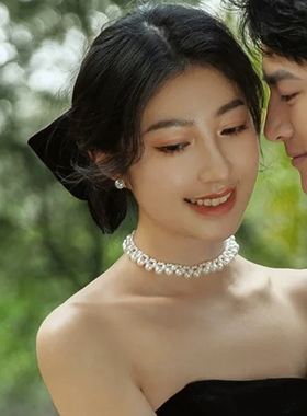 法式赫本风仿珍珠项链颈链choker女士夏季毛衣链锁骨链项饰品1300