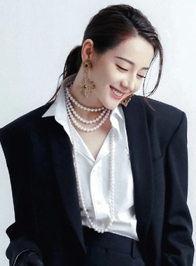 多层珍珠项链长款毛衣链时尚饰品