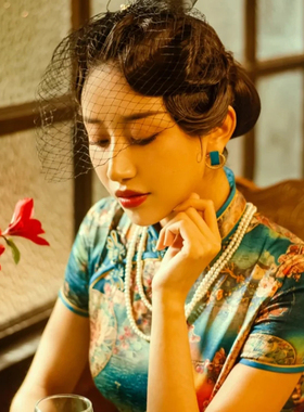 双层珍珠多层锁骨链女士配旗袍