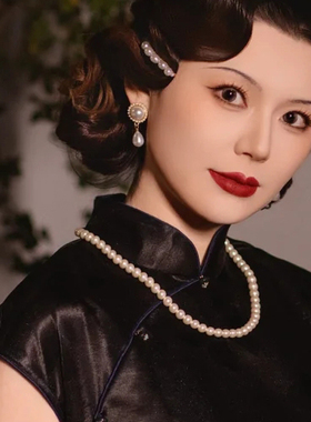 旗袍国风复古珍珠锁骨链50cm