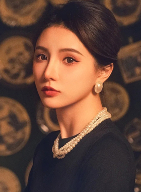 新款四层珍珠项链choker颈链短款毛衣链女士多层叠戴锁骨链子1933