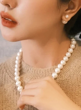 法式毛衣链珍珠项链女士多层叠戴