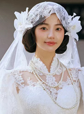 多层珍珠项链女士颈链子配婚纱礼服饰品锁骨链子毛衣链中长款226