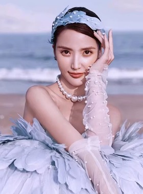 大珍珠项链女颈链配礼服颈饰项圈锁骨链子choker摄影拍照饰品118