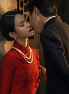 双层珍珠颈链配旗袍配饰品女士项链多层颈链双层锁骨链毛衣链311