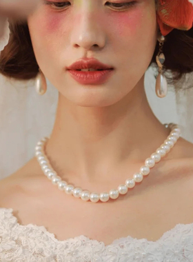 仿珍珠项链女士结婚拍照写真配饰品新娘颈链子毛衣链锁骨链子1846