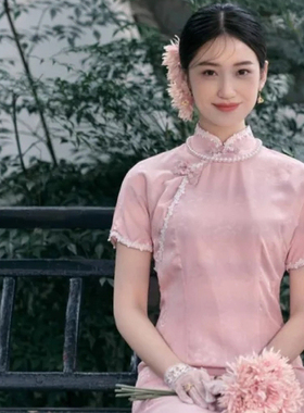 搭配旗袍珍珠项链女士写真拍照饰品颈链子50cm毛衣链项饰项圈827