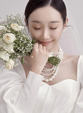 多层珍珠项链女士时尚颈链子写真拍照饰品时五层叠戴锁骨链子177