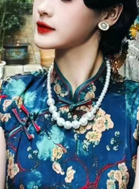 新款渐变大珍珠项链旗袍配饰品颈链高级感锁骨链女士毛衣链子470