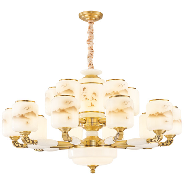 雷士新中式客厅吊灯2025官方全铜玉石中古风卧室餐厅别墅灯具套餐,淘宝优惠券,粉丝福利购,淘宝优惠卷